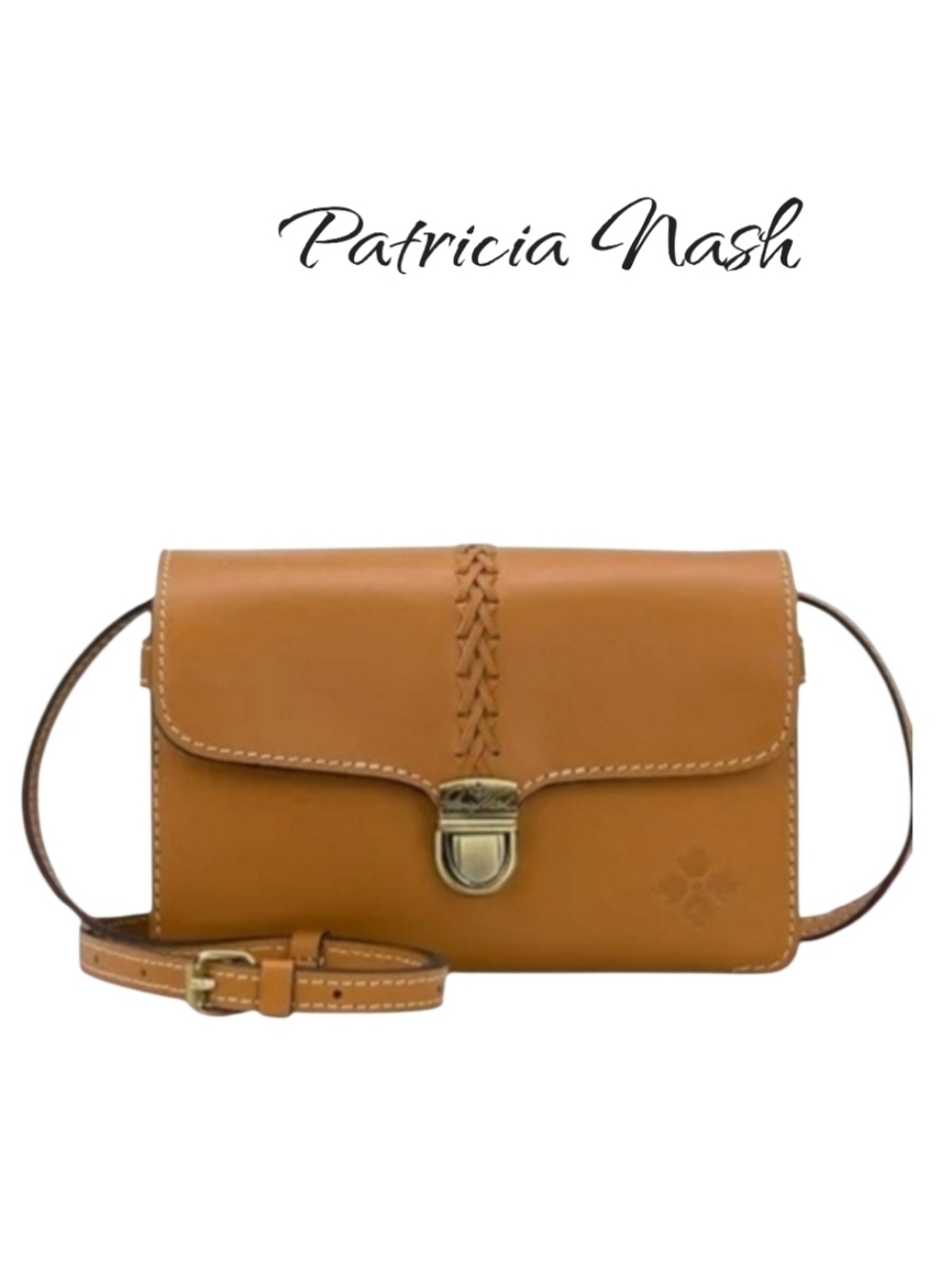 NWT Patricia Nash Bianco Tan Leather Crossbody Bag Organizer Wallet Purse Bag